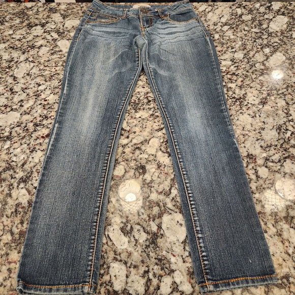 Rewind Juniors Blue Low Rise Straight Leg Jeans - Picture 1 of 6
